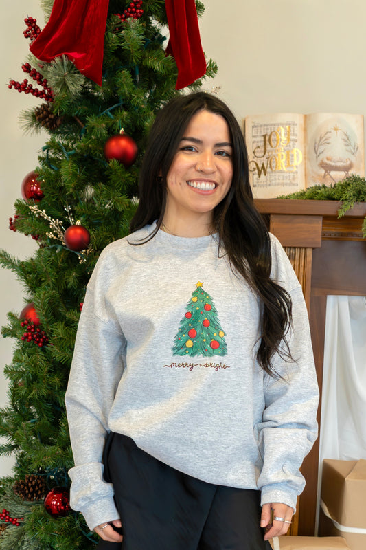 Merry and Bright Christmas Tree Crewneck
