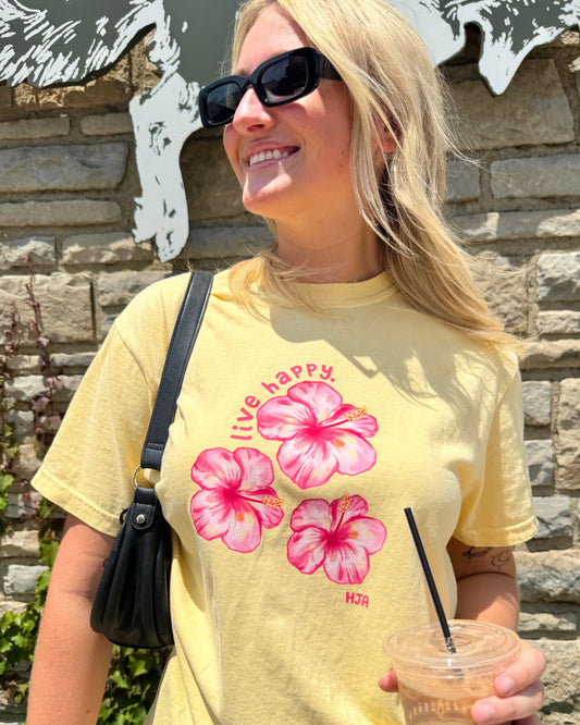 Live Happy Hibiscus Tee
