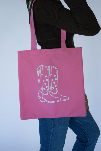 Pink Cowgirl Boots Tote