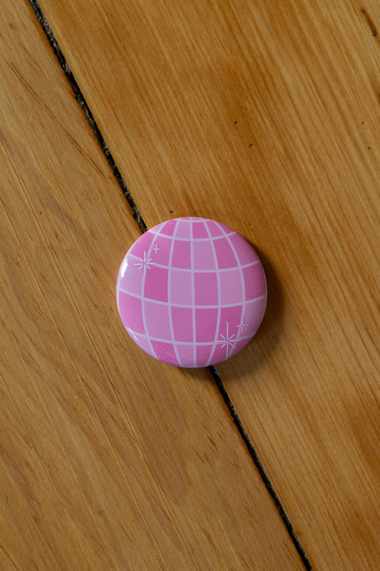 Pink Disco Button Pin