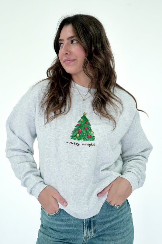 Merry and Bright Christmas Tree Crewneck