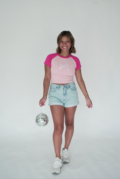 Embroidered Bow Baby Tee